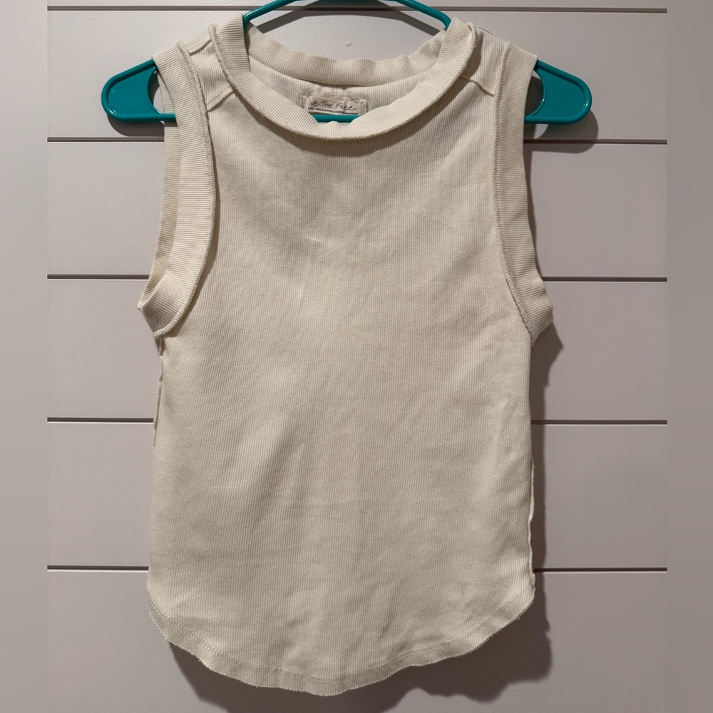 We The Free Cream Ribbed Sleeveless Tank Top